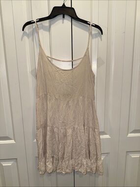Women’s Lightweight Cream Spaghetti-Strap Tiered Slip Dress